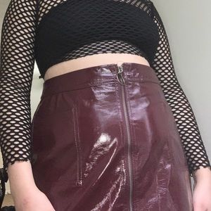 maroon pleather skirt